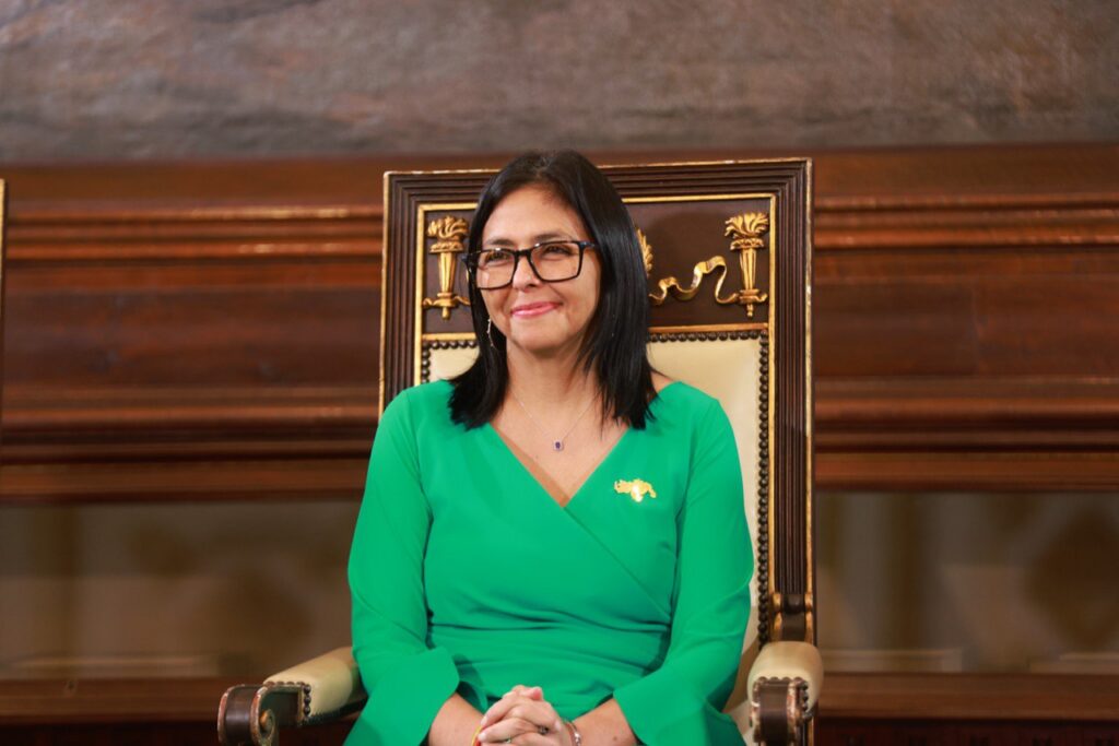 Delcy Rodríguez y Donald Trump durante una reunión diplomática en Nueva York