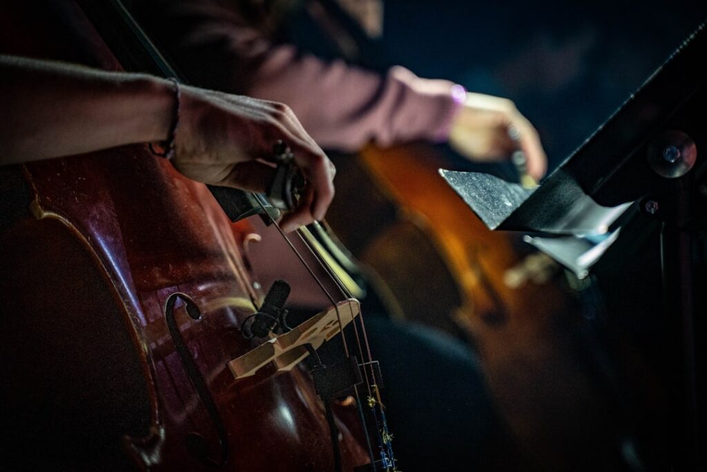 Concierto de música de cámara con músicos y violonchelo