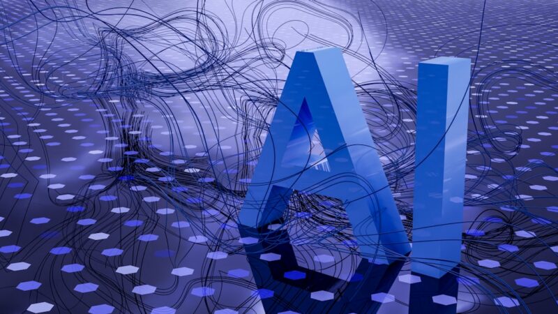 Interfaz digital con gráficos y datos que representan inteligencia artificial y tecnología