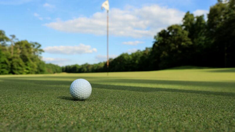 Nicolás Echavarría durante un golpe en un torneo de golf profesional