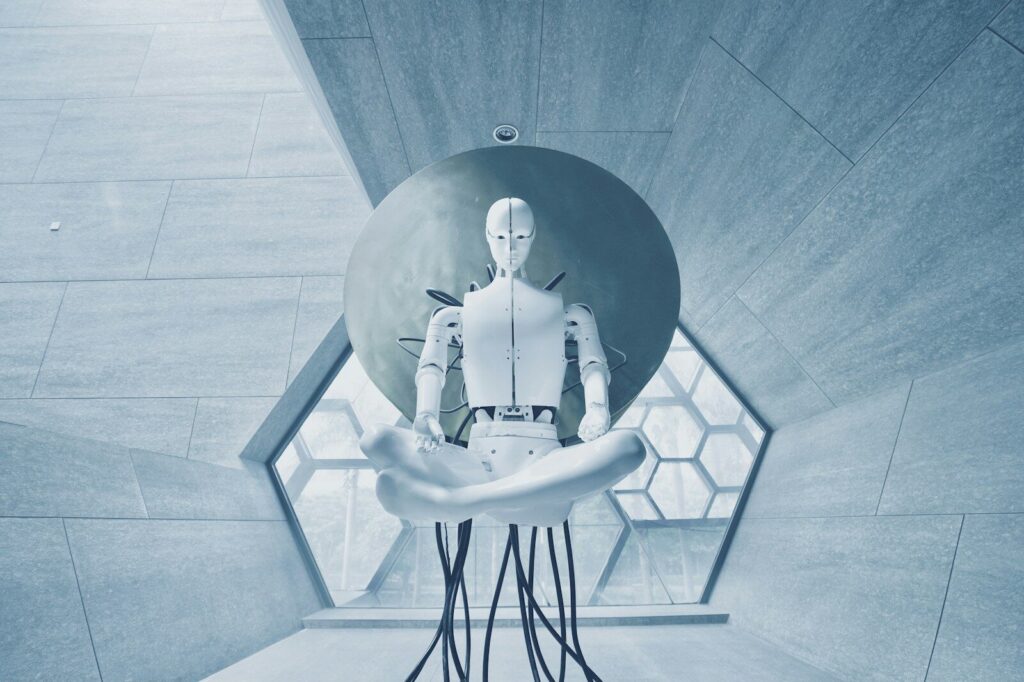 Robot humanoide de tamaño similar al de una persona durante una demostración tecnológica