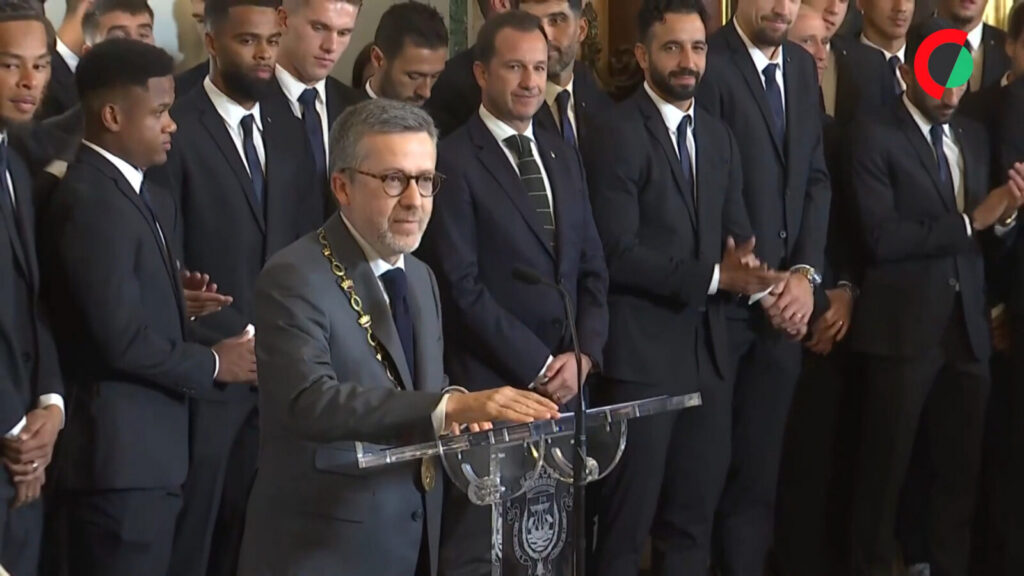 Jugadores del Sporting de Lisboa celebrando durante el partido ante el Braga por la Liga de Portugal.