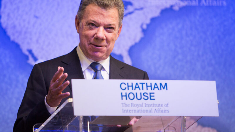 Juan Manuel Santos durante una intervención pública sobre el Acuerdo de Paz y la JEP