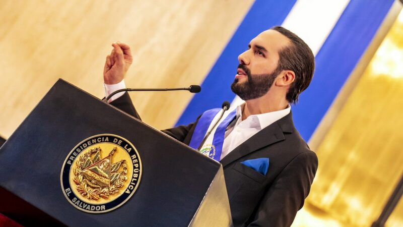Nayib Bukele durante una intervención pública sobre la política de seguridad de El Salvador