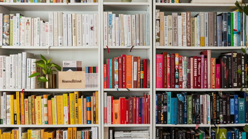 Libros organizados en una librería como representación del negocio editorial de Grupo Planeta