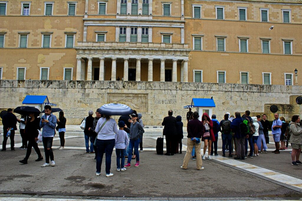 Manifestantes reunidos en una protesta estudiantil en Atenas, Grecia