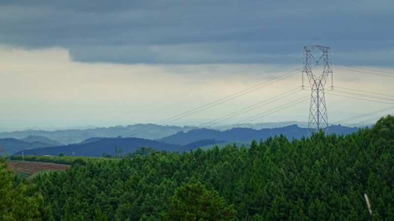 Torres y líneas de transmisión eléctrica en un paisaje brasileño