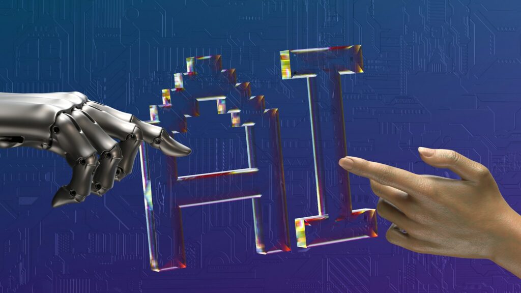 Persona trabajando frente a una pantalla con herramientas de inteligencia artificial y contenido digital