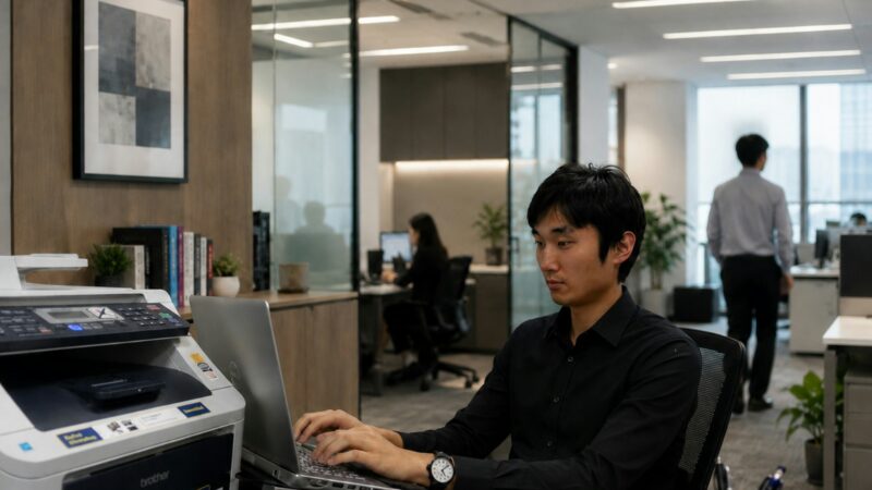 Documentos y herramientas digitales en una oficina que representa la modernización de los trámites públicos
