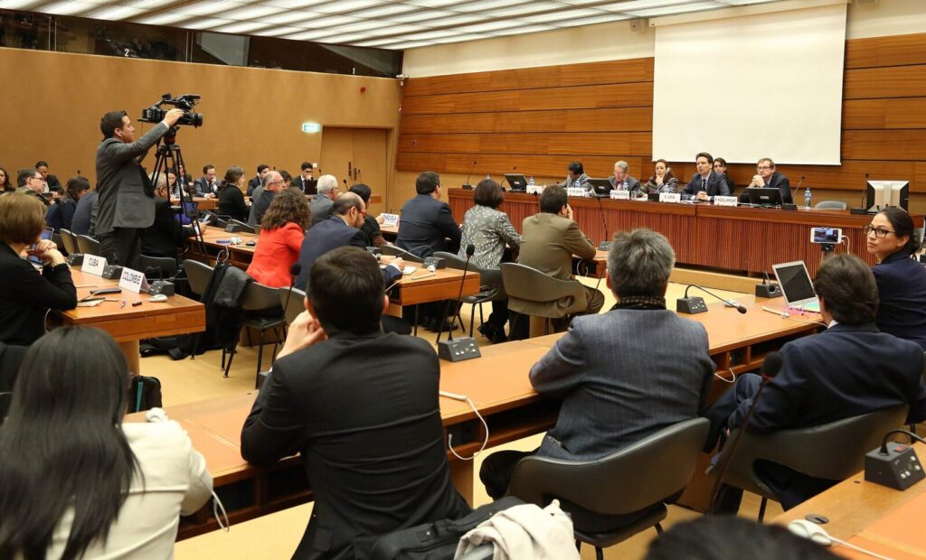 Sala de sesiones del Consejo de Derechos Humanos de Naciones Unidas, donde Colombia respaldó siete resoluciones del 63.º período de sesiones.